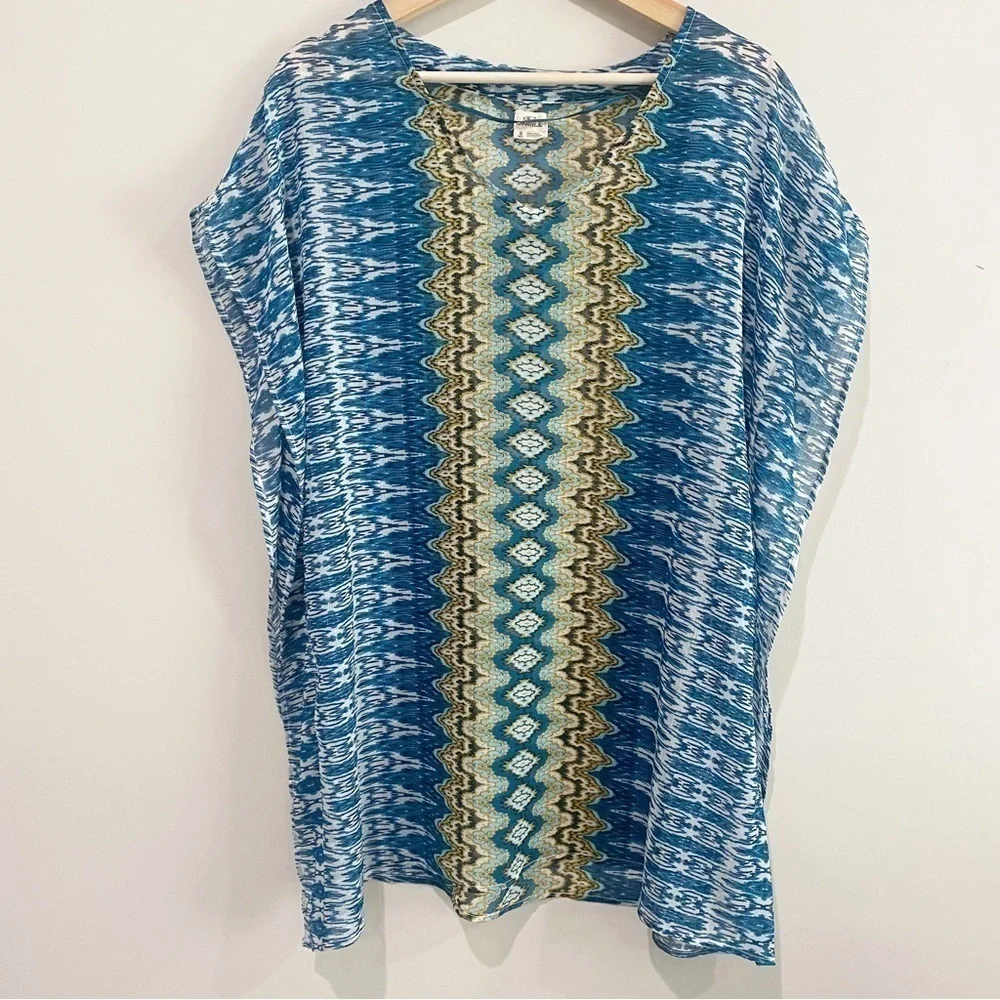 O’NEILL Boho Swim Coverup Kaftan Bali Ikat Beachy Size Small